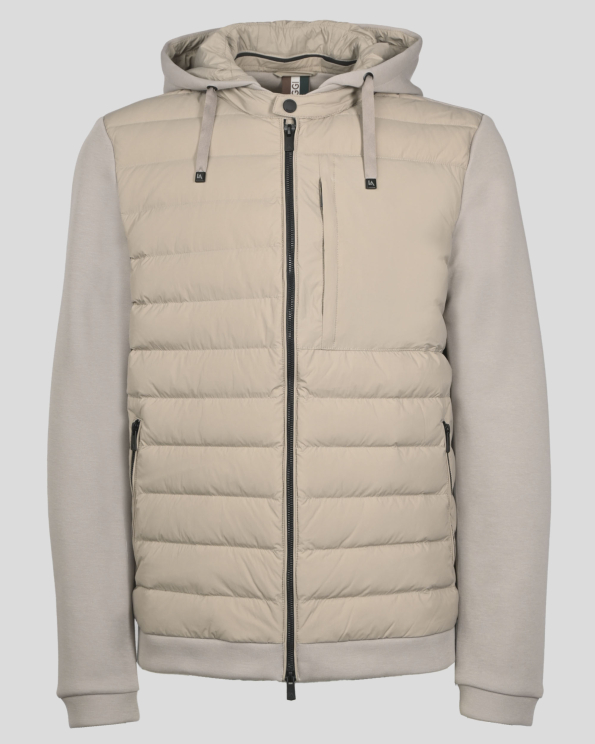 БЕЖОВО КОМБИНИРАНО ЯКЕ С ПОДВИЖНА КАЧУЛКА И ПЪЛНЕЖ ОТ ЕСТЕСТВЕН ПУХ