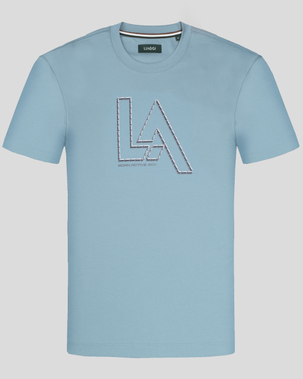  ТЕНИСКА ОТ 100% ПАМУК С ОБЛО ДЕКОЛТЕ В ЛЕДЕНО СИНЬО