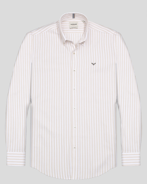 РИЗА ОТ 100% ПАМУК В ДВУЦВЕТНО РАЙЕ СВОБОДЕН СИЛУЕТ