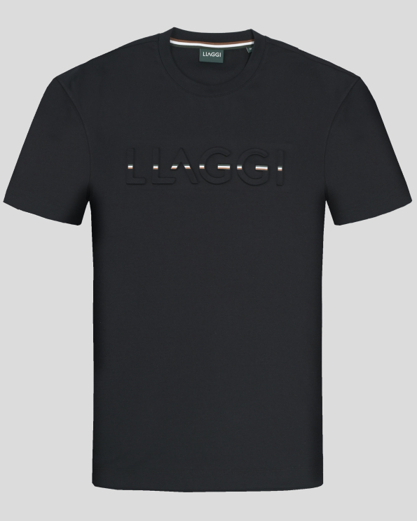 ЧЕРНА ТЕНИСКА С РЕЛЕФЕН ПРИНТ ОТ ПАМУК С ЕЛАСТАН