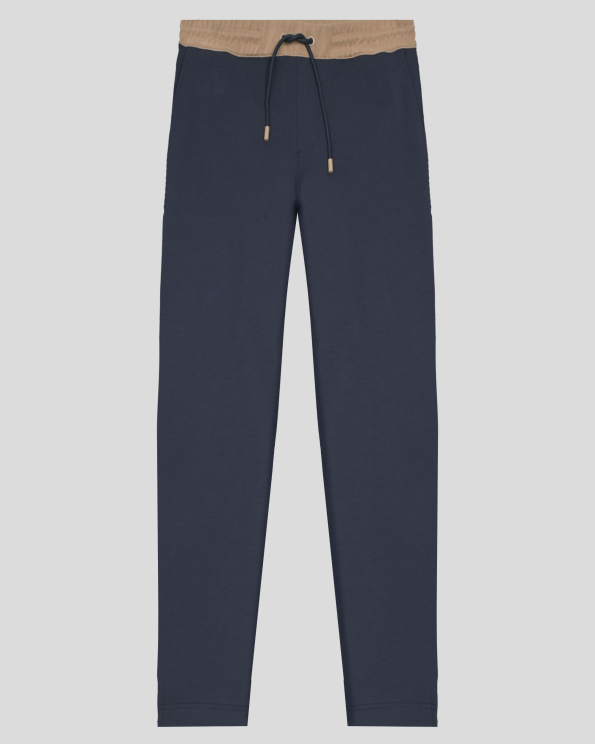 ТЪМНОСИНЬО СПОРТНО ДОЛНИЩЕ С КОЖЕНА ЛОГО ЕМБЛЕМА 