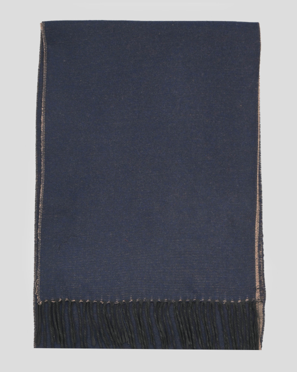 ШАЛ В ТЪМНОСИН И КАФЯВ МЕЛАНЖ С ДВЕ ЛИЦА