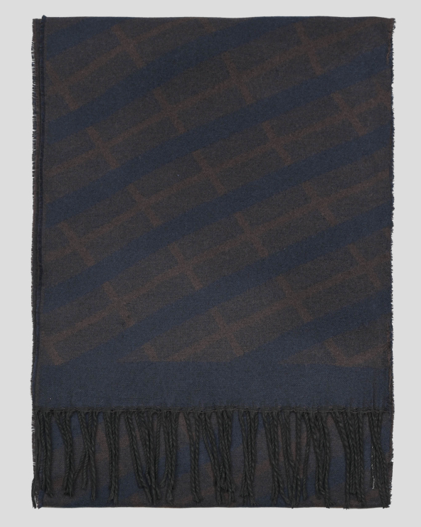 МЕК ТЪМНОСИН ШАЛ С ДИАГОНАЛНИ ЛИНИИ В КАФЯВ МЕЛАНЖ