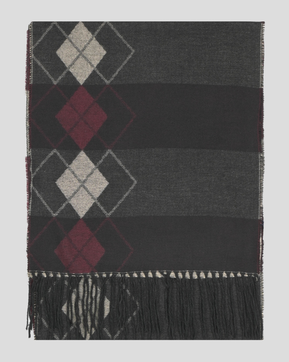 ТРИЦВЕТЕН ШАЛ НА РОМБОВЕ С ДВЕ ЛИЦА 