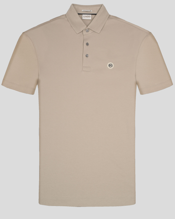 БЕЖОВА ТЕНИСКА ОТ ВИСОКОКАЧЕСТВЕН SUPIMА ПАМУК С ПОЛО ЯКА