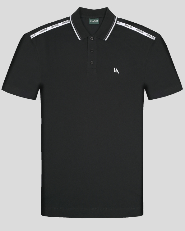 ЧЕРНА ПАМУЧНА ТЕНИСКА С КОНТРАСТНА БРОДЕРИЯ ЛОГО