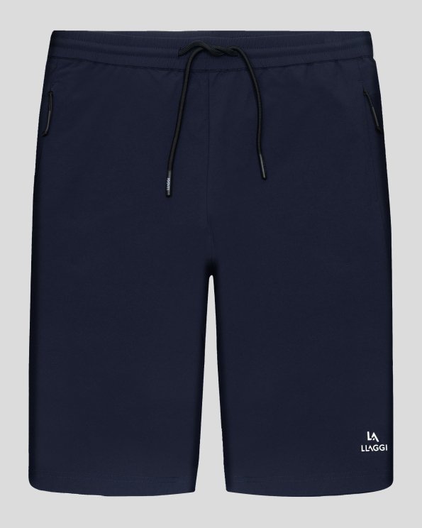 ТЪМНОСИНИ СПОРТНИ ШОРТИ С ВРЪЗКИ И РЕФЛЕКТЕН ЛОГО ПРИНТ