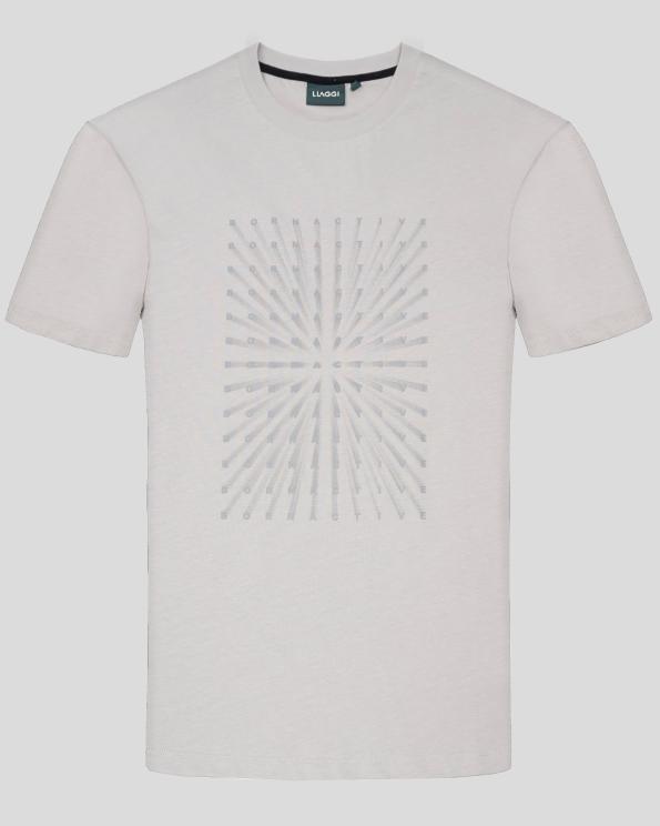 СИВА ТЕНИСКА ОТ 100% ПАМУК С КОНТРАСТЕН НАДПИС ПРИНТ