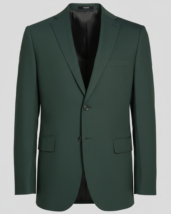 ЗЕЛЕНО КЛАСИЧЕСКО САКО МЕЛАНЖ С ДВА ШЛИЦА /ЧАСТ ОТ КОСТЮМ/