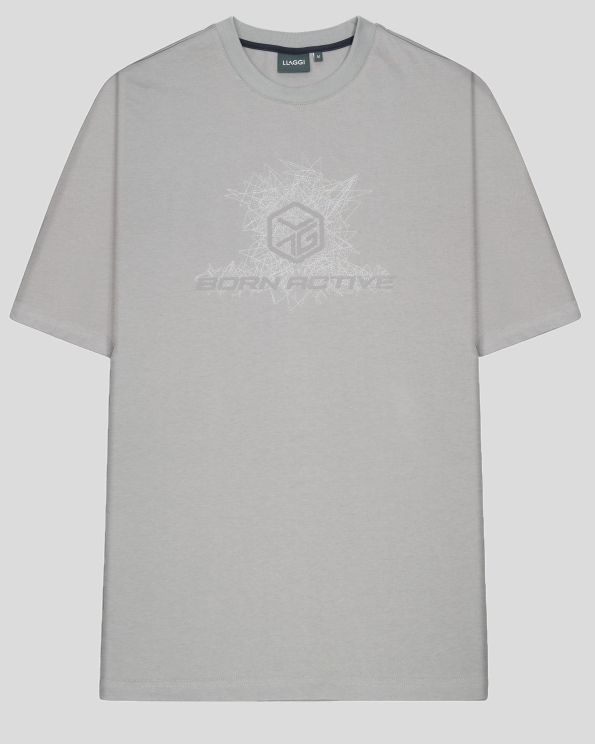 СИВА ОВЪРСАЙЗ ТЕНИСКА ОТ 100% ПАМУК С БРОДЕРИЯ И ЛОГО ПРИНТ