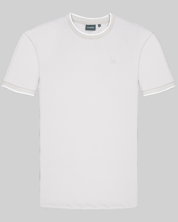 СИВА ТЕНИСКА С ОБЛО ДЕКОЛТЕ И ЛОГО ЕМБЛЕМА