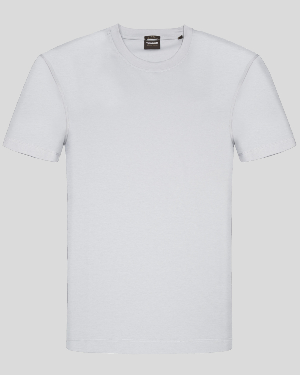 ТЕНИСКА С ЛОГО ПРИНТ ОТ МЕРСЕРИЗИРАН ПАМУК В СВЕТЛОСИВ ЦВЯТ