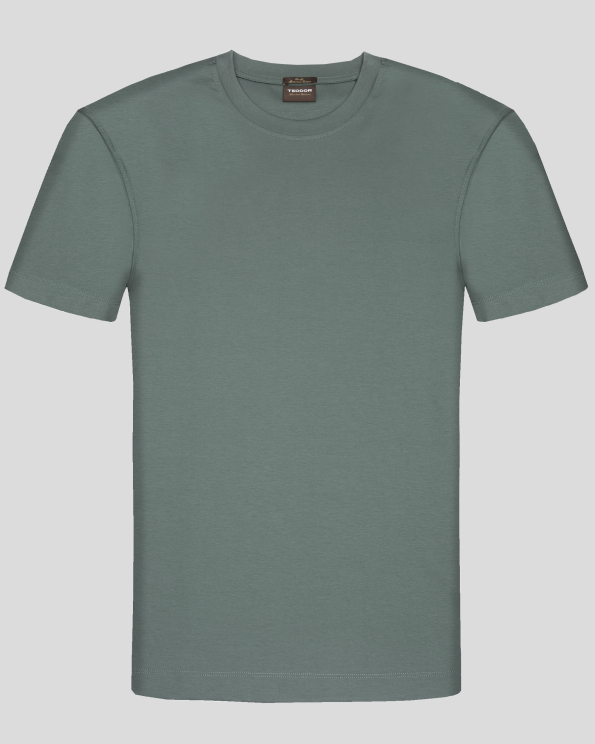 СВЕТЛО ЗЕЛЕНА ТЕНИСКА С ОБЛО ДЕКОЛТЕ ОТ МЕРСЕРИЗИРАН ПАМУК