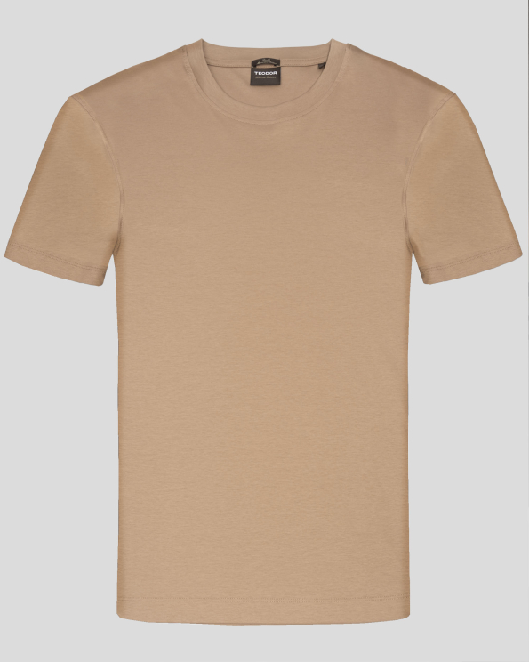 ТЕНИСКА ОТ МЕРСЕРИЗИРАН ПАМУК С ЛОГО В ЦВЯТ КАМЕЛ