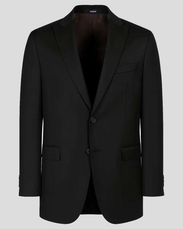 ЧЕРНО КЛАСИЧЕСКО САКО С ОСТЪР РЕВЕР ВТАЛЕН СИЛУЕТ /ЧАСТ ОТ КОСТЮМ/