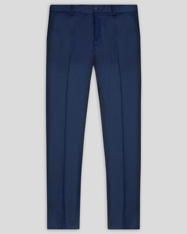 КЛАСИЧЕСКИ ПАНТАЛОН В ТЪМНОСИН ЦВЯТ ВТАЛЕН СИЛУЕТ /ЧАСТ ОТ КОСТЮМ/