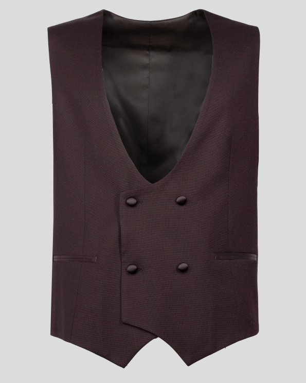 КЛАСИЧЕСКИ ЕЛЕК С ДВУРЕДНО ЗАКОПЧАВАНЕ В ЦВЯТ БОРДО /ЧАСТ ОТ КОСТЮМ/