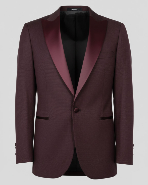 ЦЕРЕМОНИАЛНО САКО  ВТАЛЕН СИЛУЕТ В ЦВЯТ БОРДО /ЧАСТ ОТ КОСТЮМ/