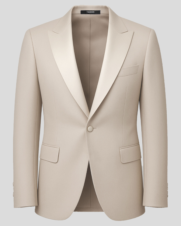 БЕЖОВО ЦЕРЕМОНИАЛНО САКО ВТАЛЕН СИЛУЕТ /ЧАСТ ОТ КОСТЮМ/