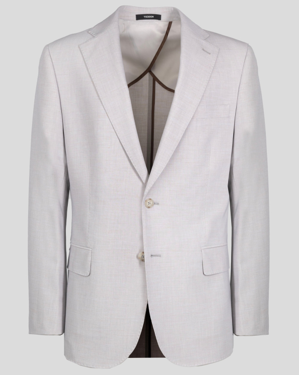 КЛАСИЧЕСКО САКО СВОБОДЕН СИЛУЕТ В БЕЖОВ МЕЛАНЖ /ЧАСТ ОТ КОСТЮМ/