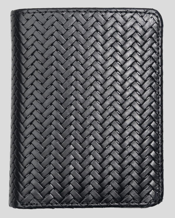 ЧЕРЕН ПОРТФЕЙЛ ОТ ЕСТЕСТВЕНА КОЖА С ПЛЕТЕН РЕЛЕФ