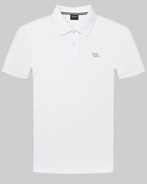 БЯЛА ТЕНИСКА ОТ ПАМУК С ПОЛО ЯКА И БРОДЕРИЯ ЛОГО /LIMITED EDITION/