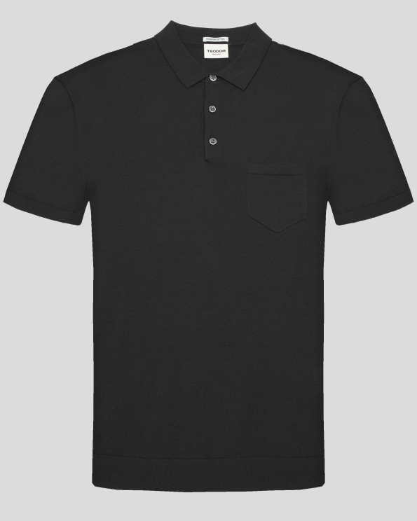 ЧЕРНА ПЛЕТЕНА ТЕНИСКА С ПОЛО ЯКА ОТ PREMIUM ПАМУК