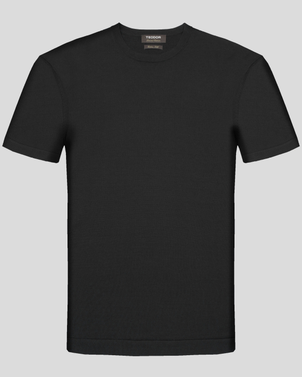 ЧЕРНА ТЕНИСКА ПЛЕТИВО ОТ ПАМУК И КОПРИНА