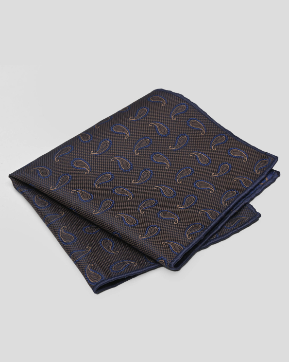 КЪРПИЧКА ЗА САКО В КАФЯВ И ТЪМНОСИН МЕЛАНЖ С ДЕСЕН НА КАПЧИЦИ