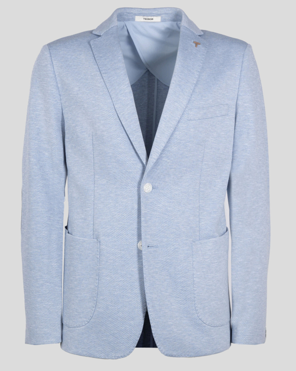 СВЕТЛОСИНЬО МЕЛАНЖИРАНО САКО ВТАЛЕН СИЛУЕТ