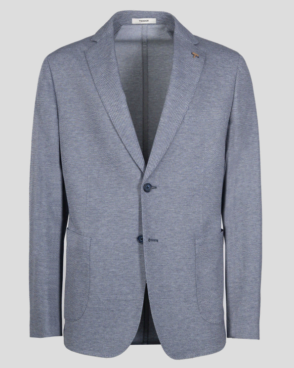 ТЪМНОСИНЬО СТРУКТУРНО САКО МЕЛАНЖ ВТАЛЕН СИЛУЕТ