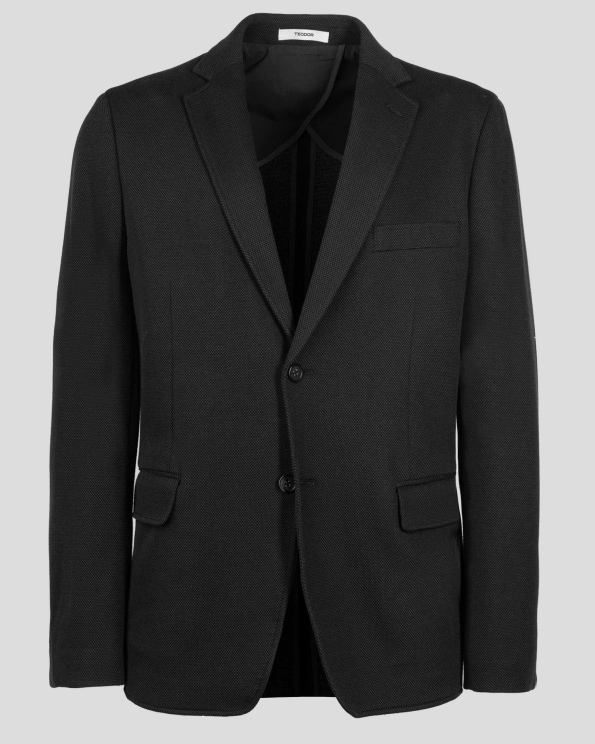 ЧЕРНО СТРУКТУРНО САКО ВТАЛЕН СИЛУЕТ