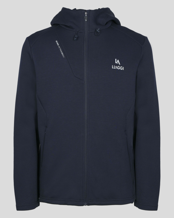 ТЪМНОСИН СУИТШЪРТ С КАЧУЛКА И ЛОГО ПРИНТ