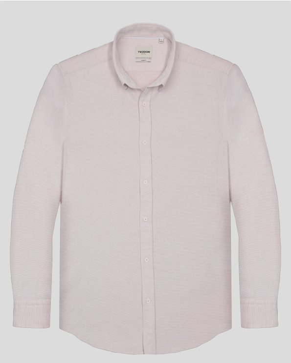 РИЗА ОТ 100% ПАМУК ВТАЛЕН СИЛУЕТ В КРЕМАВ ЦВЯТ 