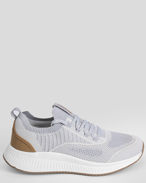 ДВУЦВЕТНИ ПЛЕТЕНИ СПОРТНИ ОБУВКИ В СВЕТЛОСИВ ЦВЯТ