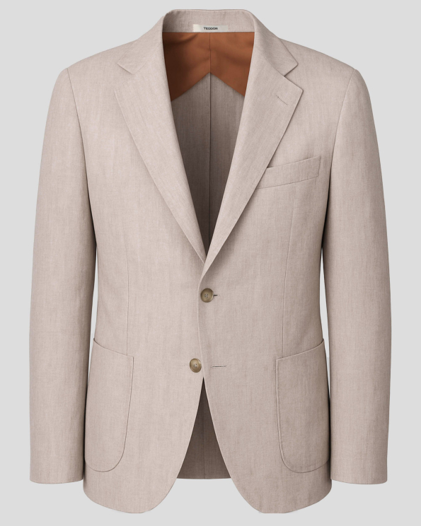 БЕЖОВО САКО МЕЛАНЖ ОТ 100% ЛЕН COMFORT FIT /ЧАСТ ОТ КОСТЮМ/