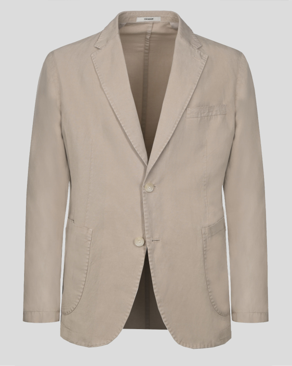 БЕЖОВО САКО С ТОНАЛНИ УКРАСИТЕЛНИ ШЕВОВЕ СВОБОДЕН СИЛУЕТ