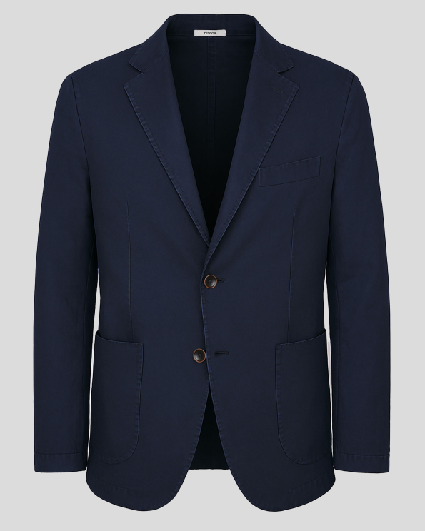 ТЪМНОСИНЬО САКО С ЕСТЕСТВЕНО ИЗНОСЕН ЕФЕКТ С ЕЛАСТАН