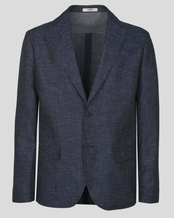 САКО С ВИСОКО СЪДЪРЖАНИЕ НА ПАМУК СВОБОДЕН СИЛУЕТ В ТЪМНОСИН МЕЛАНЖ