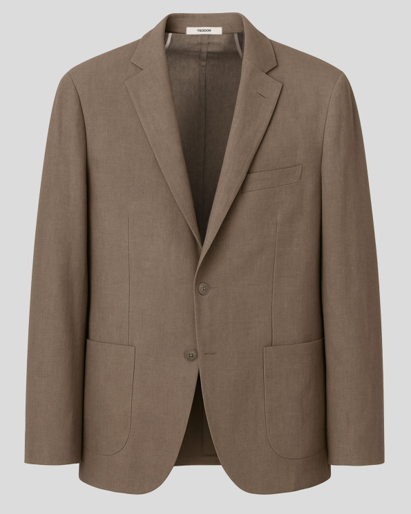 КАФЯВО МЕЛАНЖИРАНО САКО С ВЪНШНИ ДЖОБОВЕ /ЧАСТ ОТ КОСТЮМ/