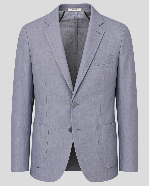 САКО ОТ ПАМУК И ЛЕН В СВЕТЛОСИН МЕЛАНЖ СВОБОДЕН СИЛУЕТ/ЧАСТ ОТ КОСТЮМ/