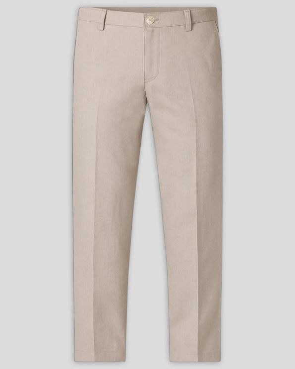 БЕЖОВ ПАНТАЛОН ОТ ПАМУК И ЛЕН СВОБОДЕН СИЛУЕТ /ЧАСТ ОТ КОСТЮМ/