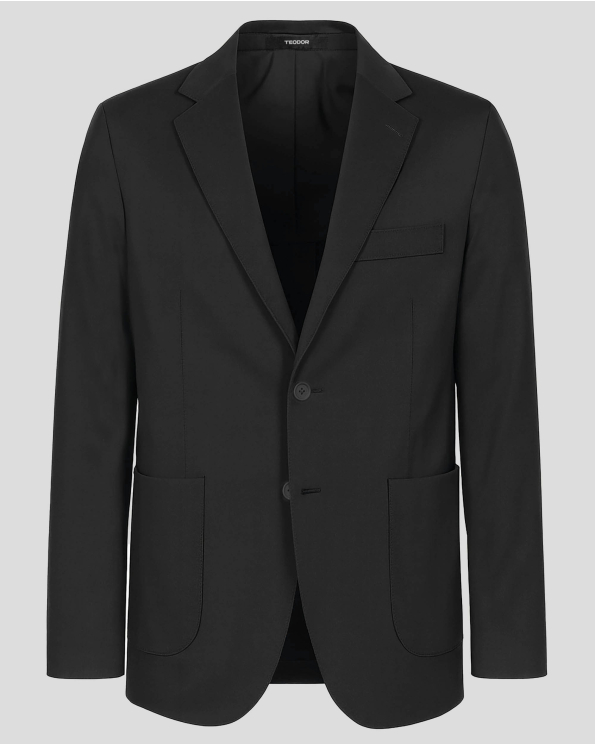 ЧЕРНО САКО ОТ ЕЛАСТИЧЕН ПЛАТ ВТАЛЕН СИЛУЕТ /ЧАСТ ОТ КОСТЮМ/