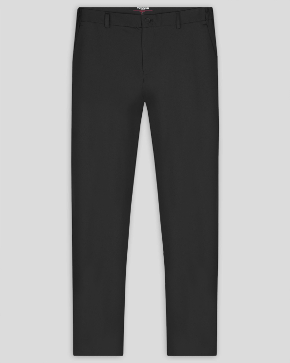 ЧЕРЕН ПАНТАЛОН С ГЛАДКА СТРУКТУРА ВТАЛЕН СИЛУЕТ /ЧАСТ ОТ КОСТЮМ/