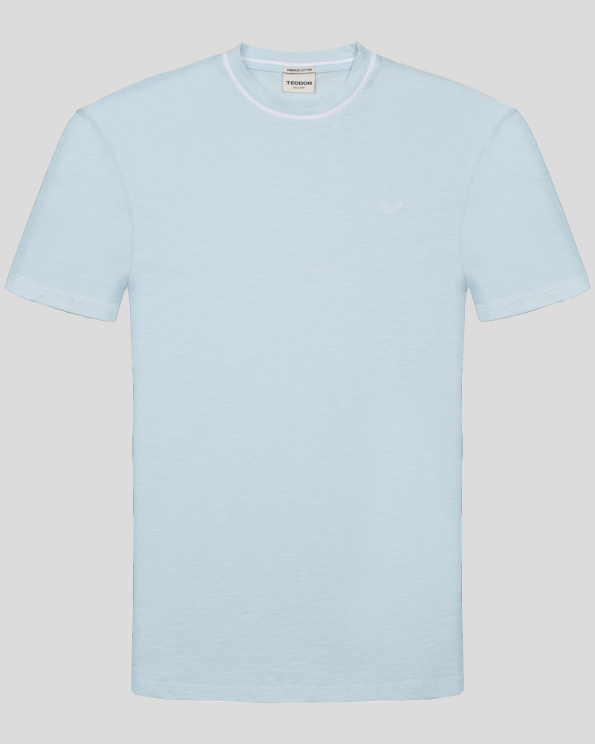 СВЕТЛОСИНЯ ТЕНИСКА ОТ 100% PREMIUM ПАМУК С БРОДЕРИЯ ЛОГО