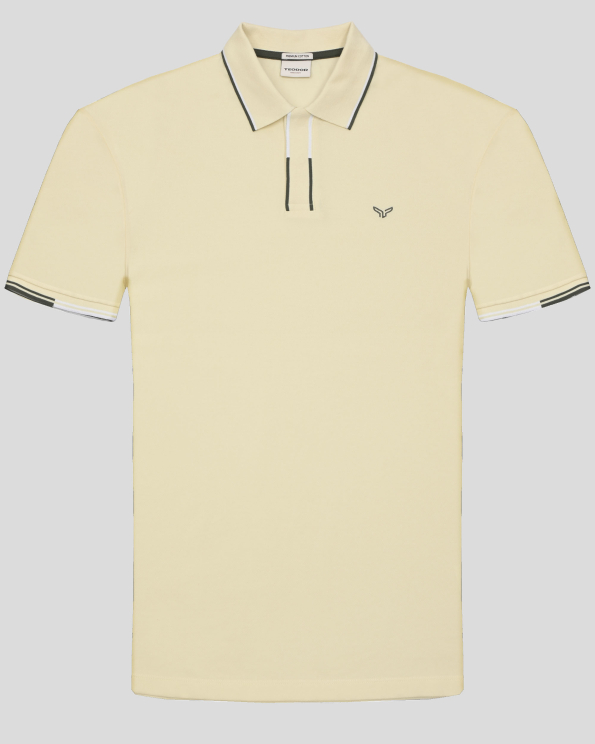 СВЕТЛОЖЪЛТА ТЕНИСКА ОТ PREMIUM ПАМУК С КОНТРАСТНА ДЕСЕНАЦИЯ