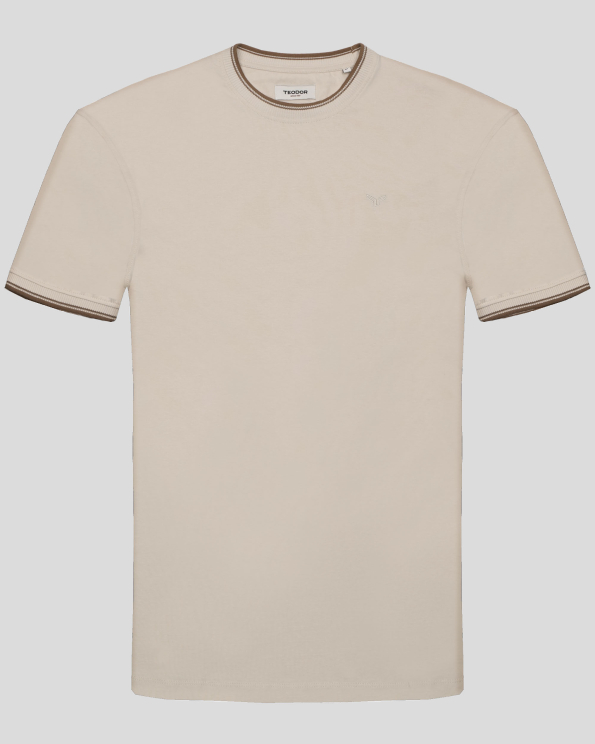 БЕЖОВА ТЕНИСКА ОТ 100% PREMIUM ПАМУК С БРОДЕРИЯ ЛОГО