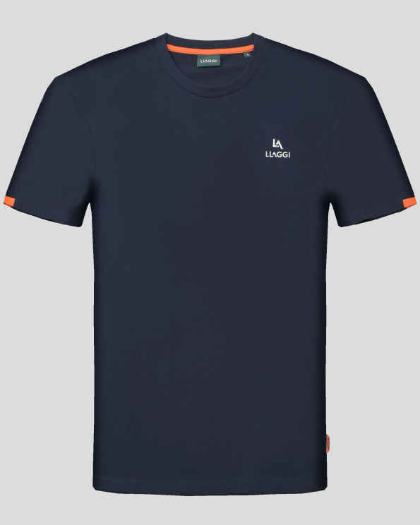 ТЪМНОСИНЯ ТЕНИСКА С КОНТРАСТЕН ЕЛЕМЕНТ И РЕФЛЕКТНО ЛОГО