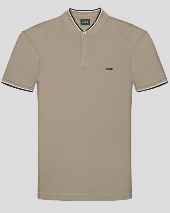 БЕЖОВА ТЕНИСКА ОТ 100% ПАМУК С ПОПСКА ЯКА И БРОДЕРИЯ ЛОГО