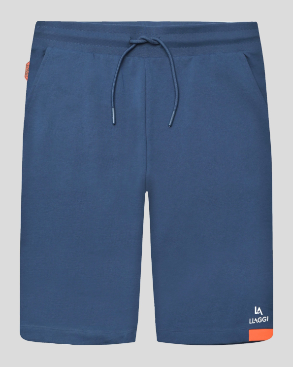 СПОРТНИ БЕРМУДИ С РЕФЛЕКТЕН ЛОГО ПРИНТ В ДЕНИМ СИН ЦВЯТ